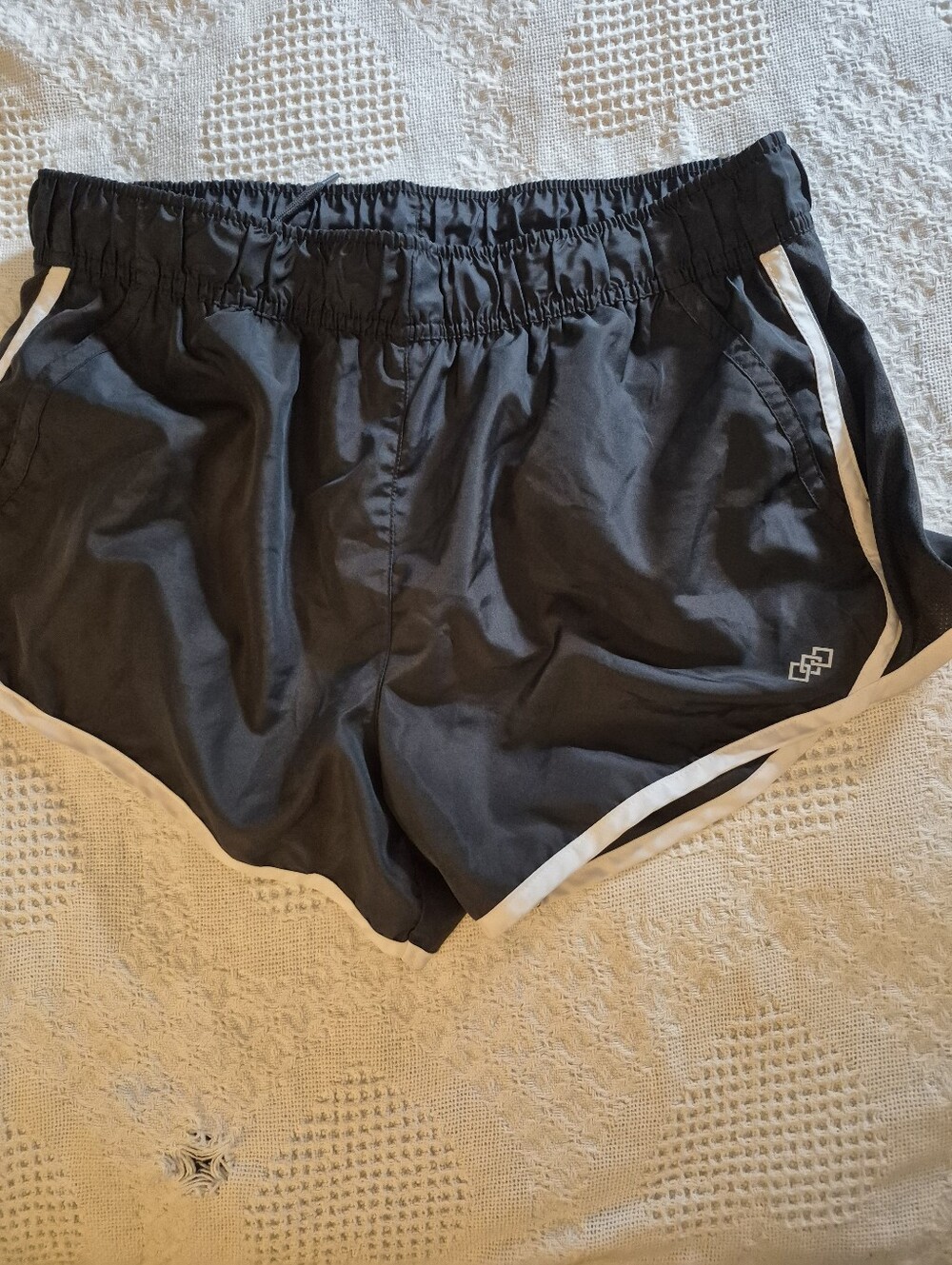 Women's Black Athletic Shorts with White Trim — Lightweight Running Shorts